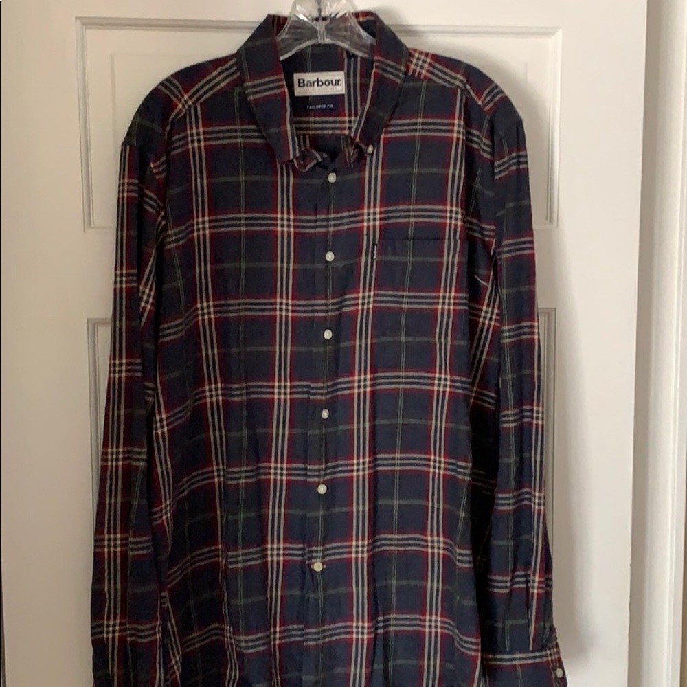 Men’s flannel Barbour button down shirt